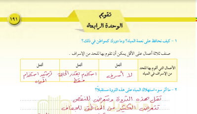 حل تقويم الوحدة الرابعة اجتماعيات صف سابع الفصل الثاني مدرستي