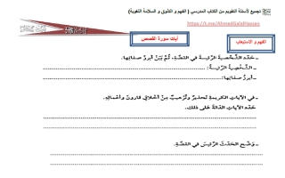 أسئلة التقويم للوحدة الأولى (آيات من سورة القصص) مجمعة لغة عربية الصف السادس الفصل الثاني أ أحمد جلال