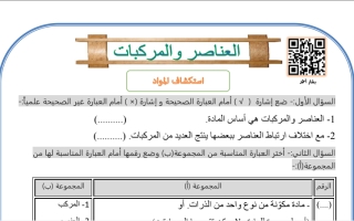 مذكرة العناصر والمركبات علوم سابع ف2 #أ بشار أحمد