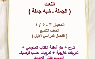 النعت، الجملة وشبه الجملة عربي تاسع متوسط الفصل الأول #أ. هيام البيلي 2023-2024