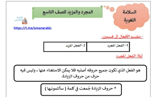 المجرد والمزيد للغة العربية الصف التاسع الفصل الثاني