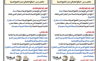 ملخص درس الموقع الجغرافي لدول الخليج العربية اجتماعيات الصف السادس الفصل الثاني