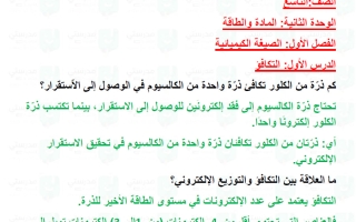 حل درس التكافؤ علوم الصف التاسع الفصل الأول