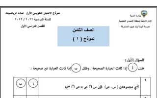 الاختبار التقويمي الأول رياضيات ثامن ف1 #م. أنيسة بنت خبيب 2022 2023