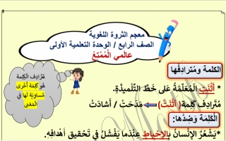 الثروة اللغوية الوحدة الأولى للغة عربية الصف الرابع الفصل الثاني #أ. رحاب مصطفى 2021-2022