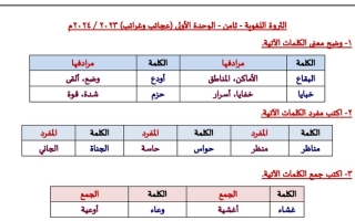 الثروة اللغوية كاملة عربي ثامن ف1 #أ. وجيه الهمامي 2023-2024