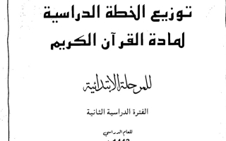 توزيع منهج القرآن الكريم خامس ابتدائي ف٢ 2021 2022