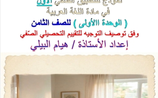 نموذج للتطبيق الصفي الأول للغة العربية الصف الثامن الفصل الثاني أ هيام البيلي