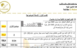 بنك أسئلة (محلول) للاختبار القصير(1) فيزياء عاشر ف2 #أ. أحمد نبيه 2022 2023