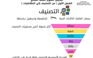 تلخيص الفصل الأول (من التصنيف إلى الطلائعيات) علوم الصف السابع الفصل الأول