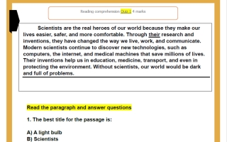نماذج استيعاب للقصير الاول لغة انجليزية للصف السادس الفصل الثاني