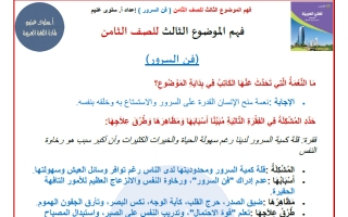 فهم فن السرور لغة عربية الصف الثامن الفصل الأول أ سلوى غنيم