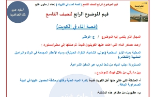 فهم قصة الماء في الكويت لغة عربية الصف التاسع الفصل الأول أ سلوى غنيم