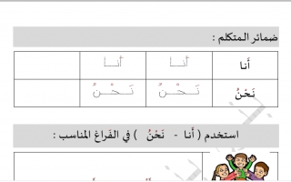 تدريب ضمائر المتكلم عربي ثاني ف2