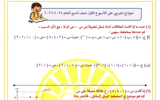 نموذج تجريبي على الأسبوع الأول رياضيات الصف التاسع الفصل الثاني أ أحلام عاطف