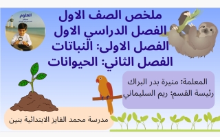 ملخص فصل (النباتات + الحيوانات) علوم الصف الأول الفصل الأول أ منيرة البراك