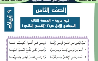 النصوص المقرر حفظها للغة العربية الصف الثامن الفصل الثاني أ شعبان فيض الطاهر