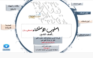 مراجعة اسلوب الاستثناء للغة العربية الصف التاسع الفصل الثاني أ أحمد جلال