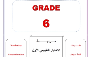 مراجعة الاختبار التقييمي الاول لغة انجليزية الصف السادس الفصل الثاني
