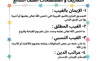 المصطلحات والتعاريف ومن القائل تربية اسلامية الصف السابع الفصل الأول