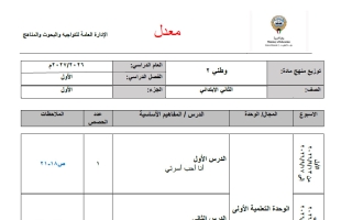توزيع منهج (الجزء الأول) معدل اجتماعيات الصف الثاني الفصل الأول 2026-2027