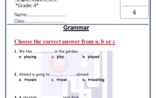 نموذج الاختبار التقييمي الثاني لغة انجليزية الصف الرابع الفصل الأول