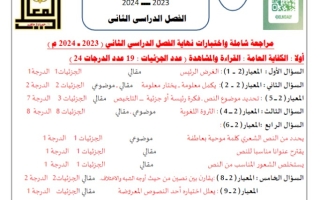مذكرة شاملة محلولة للاختبار النهائي عربي سابع فصل ثاني #أ. حمادة ماهر 2023-2024