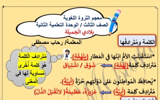 الثروة اللغوية الوحدة الثانية للغة عربية الصف الثالث الفصل الثاني #أ. رحاب مصطفى 2021-2022
