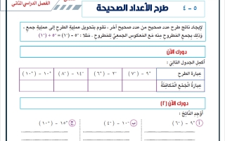 الاختبار التقويمي الأول (طرح الأعداد الصحيحة) رياضيات الصف السادس الفصل الثاني أ حسام بيومي