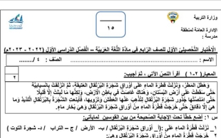 نموذج الاختبار التحصيلي الأول عربي رابع ابتدائي ف1 #2022 2023