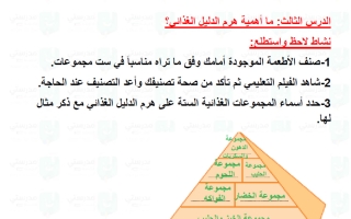 حل درس ما أهمية هرم الدليل الغذائي علوم الصف الثاني