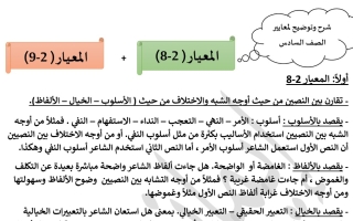 شرح المعيار 2 8 ، 2 9 عربي سادس فصل أول #أ. إيمان علي 2023 2024