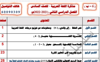 مذكرة عربي سادس ف2 #2021-2022