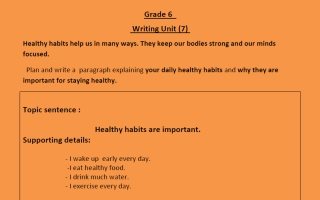 تعبير الوحدة السابعة لغة انجليزية للصف السادس الفصل الثاني أ أشرف