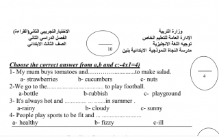 الاختبار التجريبي الثاني عربي ثالث ف2 #مدرسة النجاة