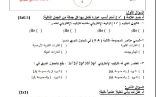 نماذج محلولة للاختبار القصير2 كيمياء عاشر فصل أول #أ. محمد مصطفى 2024-2025