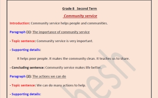 تعبير لغة انجليزية الصف الثامن الفصل الثاني