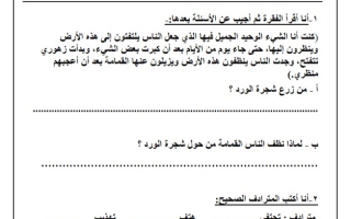 ورقة عمل3 مع الحل عربي رابع ابتدائي فصل ثاني #م. الرفعة 2023-2024