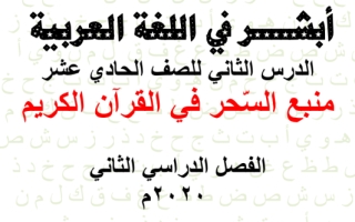 مذكرة موضوع منبع السحر في القرآن الكريم عربي حادي عشر علمي ف2 #أ. هاني البياع 2020