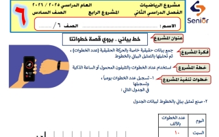 حل المشروع الرابع رياضيات الصف السادس الفصل الثاني