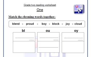 ورقة عمل للاختبار التحصيلي (قراءة) لغة انجليزية الصف الثاني الفصل الأول