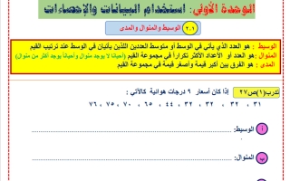 تدريبات رياضيات الصف السادس الفصل الأول