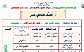 توزيع منهج عربي حادي عشر ف1 #2022 2023