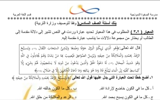 بنك اسئلة عربي سادس ف2 #مدرسة الصفوة النموذجية