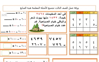 ورقة عمل تجميع الأمثلة رياضيات ثالث ف2 #أ. هبه الصايغ