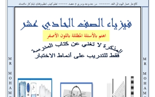 المراجعة النهائية فيزياء الصف الحادي عشر الفصل الثاني 2026 أ محمد الحسيني