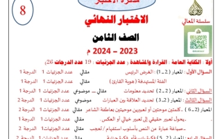 مذكرة الاختبار النهائي عربي ثامن فصل أول #أ. حمادة ماهر 2023-2024