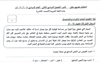 نموذج امتحان تجريبي نهائي عربي ثامن ف2