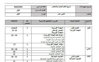 خطة منهج تاريخ الصف الثاني عشر الفصل الأول 2025-2026