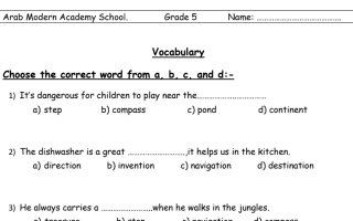 worksheet G5 Vocabulary unit 6 انجليزي خامس ف2